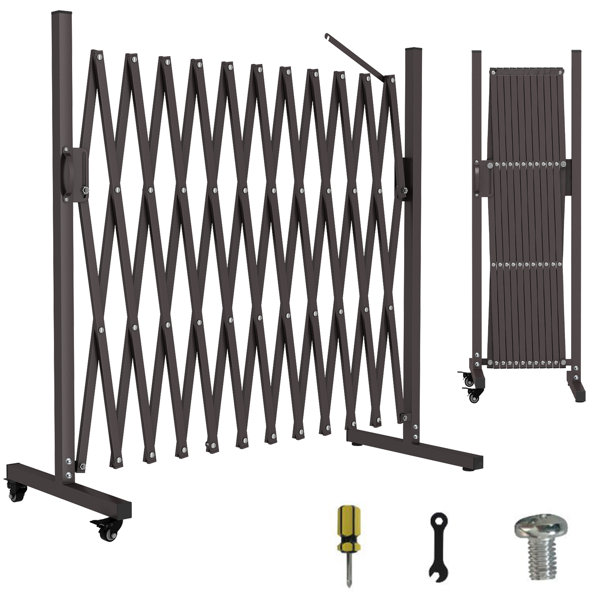 linor Folding Security Gate,11ft Aluminum Expandable Barricade Gate